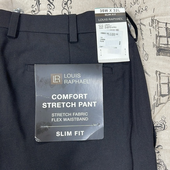 Louis Raphael Comfort Stretch Stria Slim Fit Flat Front Dress Pant - Picture 9 of 11